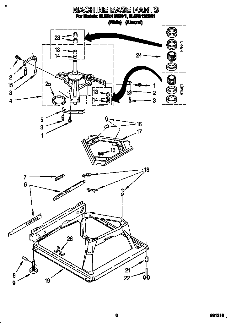 Whirlpool 8LSR5132BW1 machine base diagram