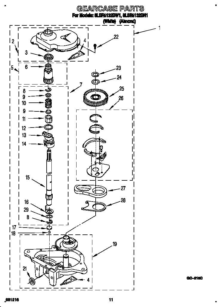 Whirlpool 8LSR5132BW1 gearcase diagram