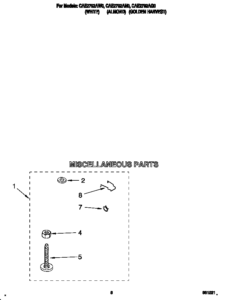Whirlpool CAE2792AW0 miscellaneous diagram