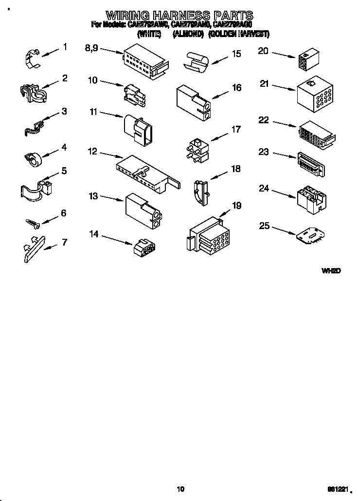Whirlpool CAE2792AW0 wiring harness diagram