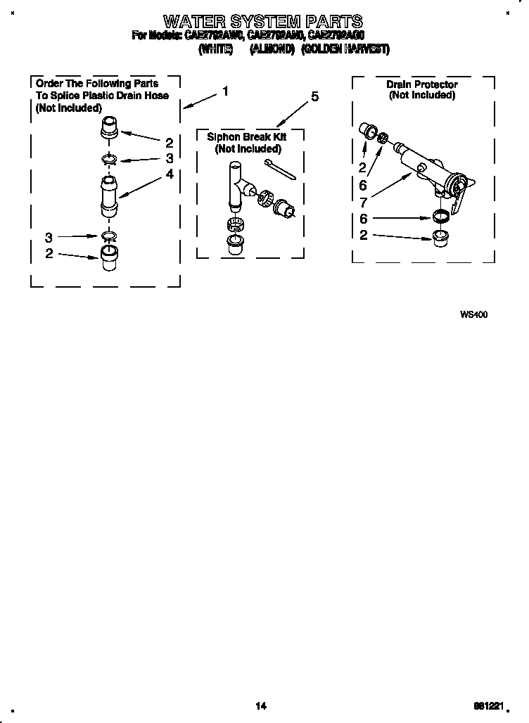 Whirlpool CAE2792AW0 water system diagram