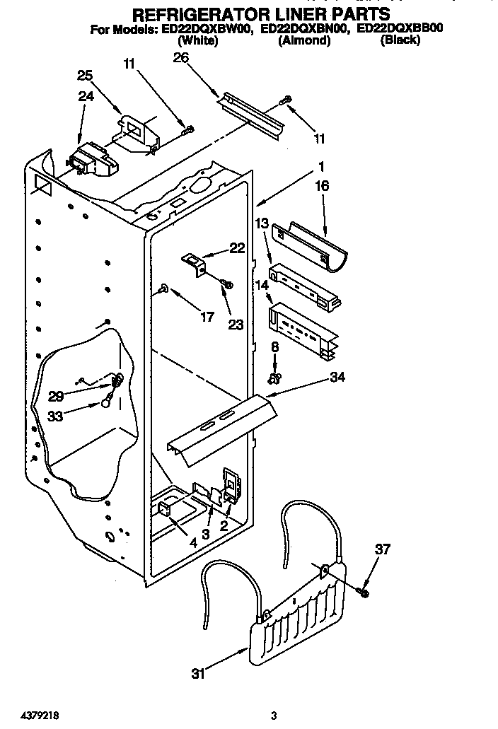KitchenAid ED22DQXBN00 refrigerator liner diagram