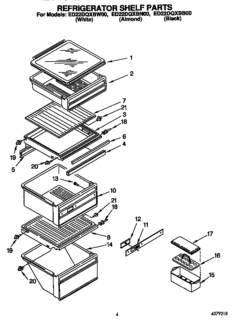 KitchenAid ED22DQXBN00 refrigerator shelf diagram