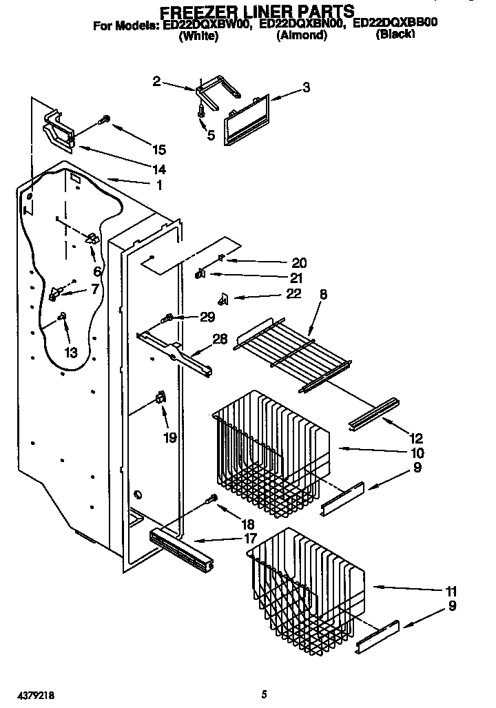 KitchenAid ED22DQXBN00 freezer liner diagram