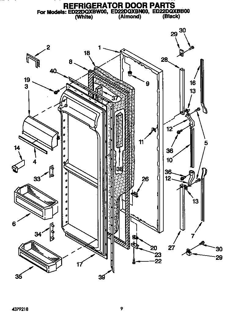 KitchenAid ED22DQXBN00 refrigerator door diagram