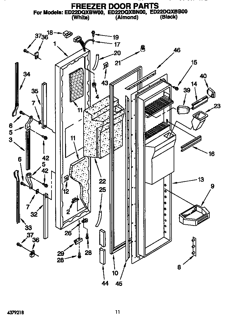 KitchenAid ED22DQXBN00 freezer door diagram