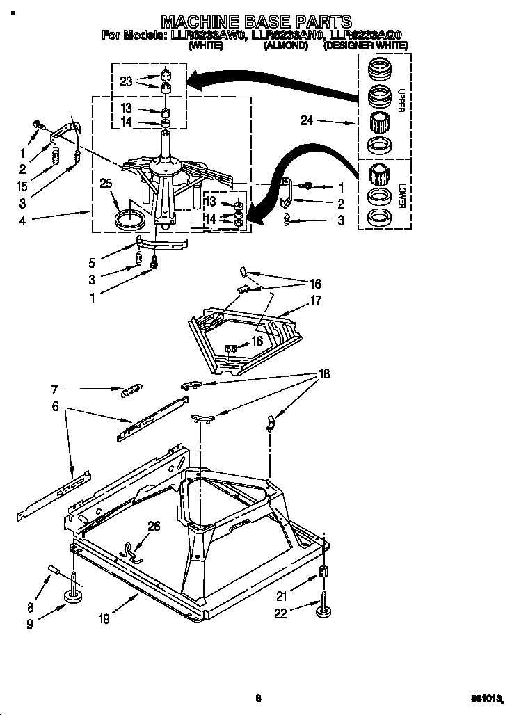 Whirlpool LLR6233AW0 machine base diagram