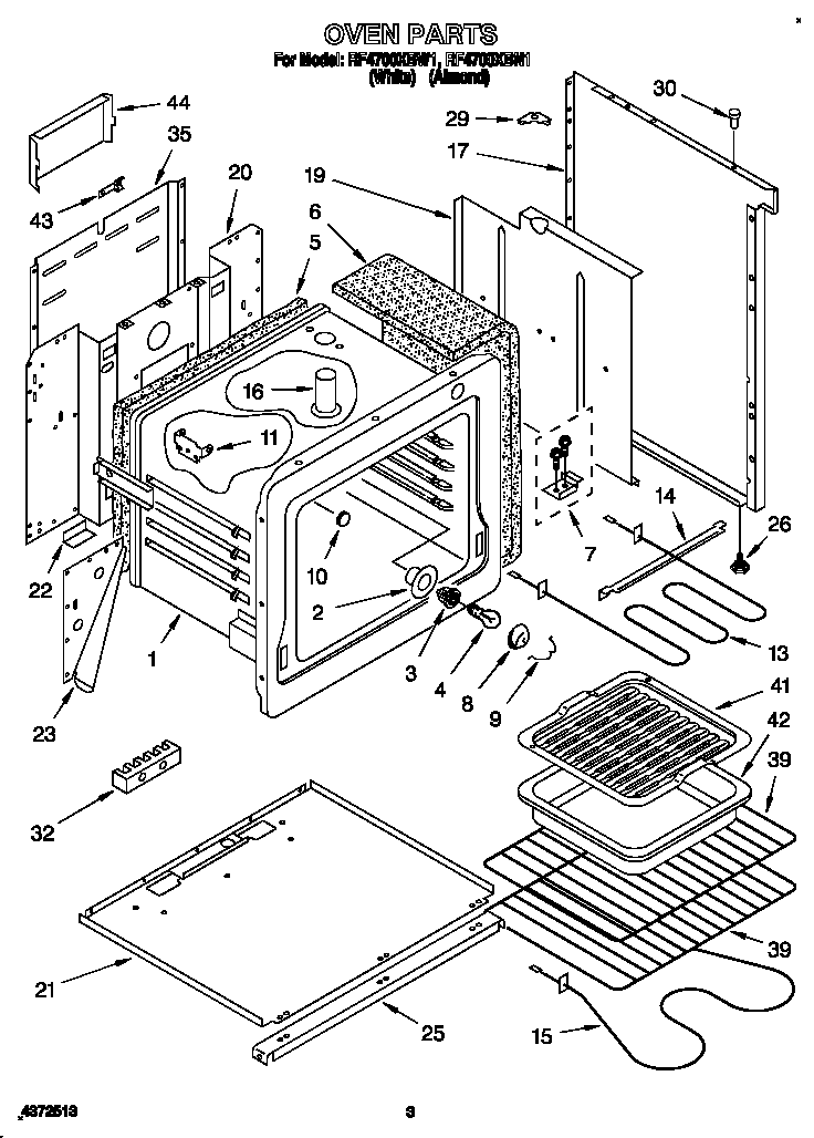 Whirlpool RF4700XBW1 oven diagram