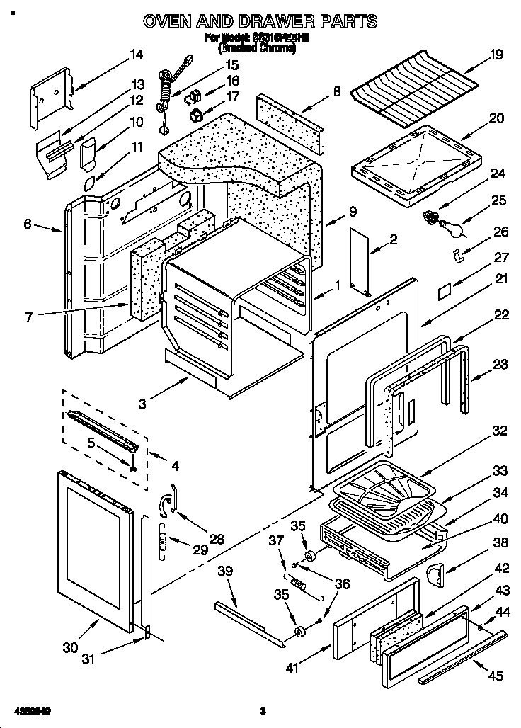Whirlpool SS310PEBH0 oven and drawer diagram