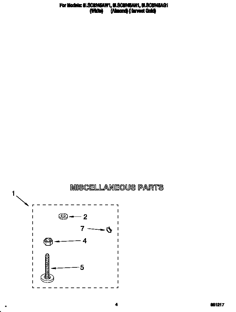 Whirlpool 8LSC8245AG1 miscellaneous diagram