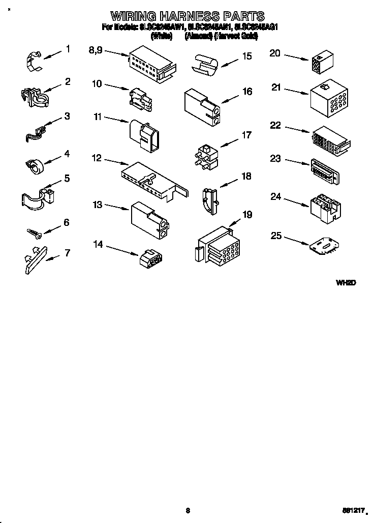 Whirlpool 8LSC8245AG1 wiring harness diagram