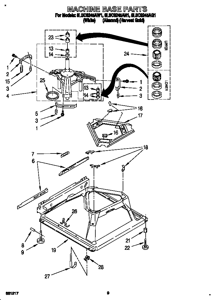 Whirlpool 8LSC8245AG1 machine base diagram
