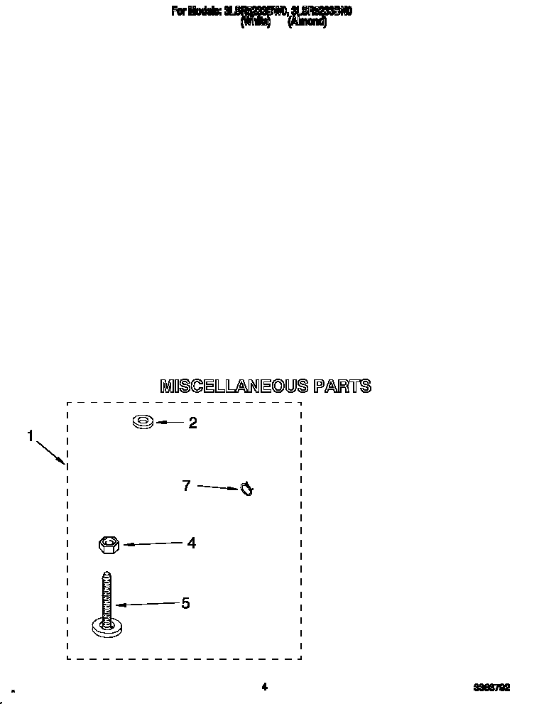 Whirlpool 3LSR5233BN0 miscellaneous diagram