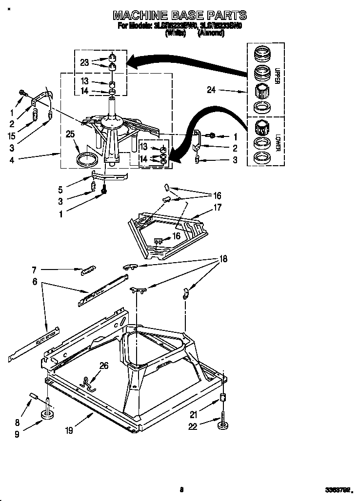 Whirlpool 3LSR5233BN0 machine base diagram