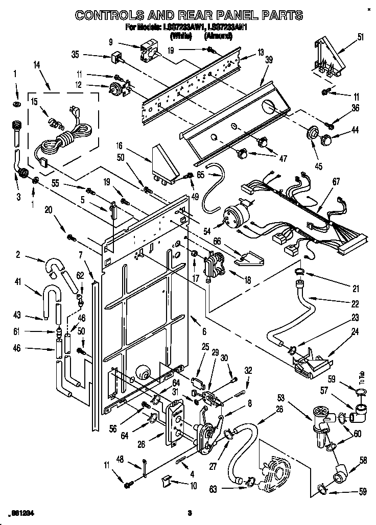 Whirlpool LSS7233AW1 controls and rear panel diagram
