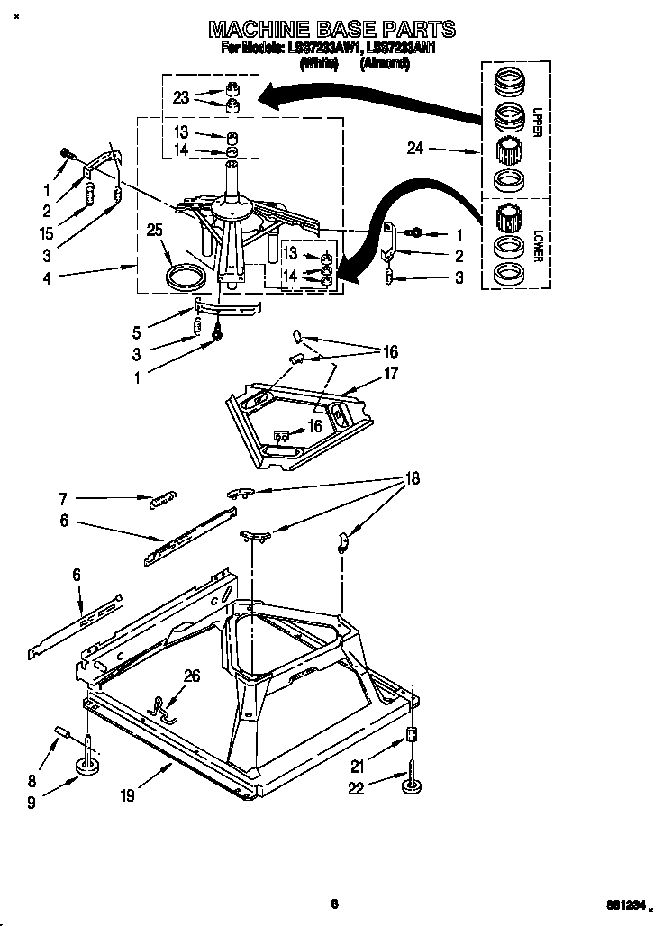 Whirlpool LSS7233AW1 machine base diagram