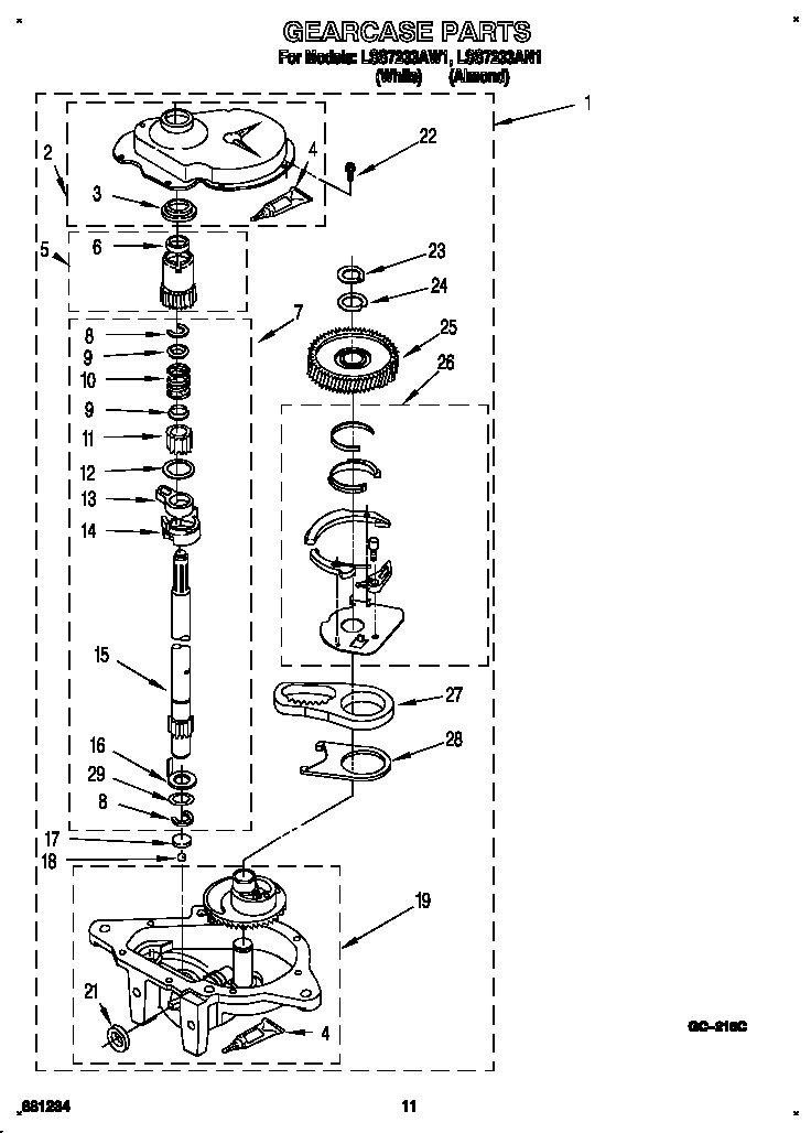 Whirlpool LSS7233AW1 gearcase diagram