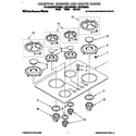 KitchenAid KGCT365BAL1 cooktop, burner and grate diagram