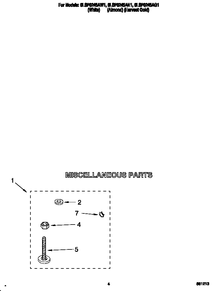 Whirlpool 8LSP8245AW1 miscellaneous diagram