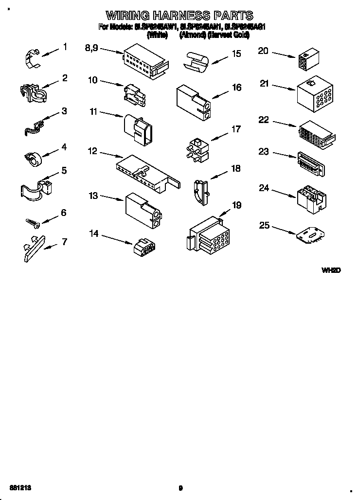 Whirlpool 8LSP8245AW1 wiring harness diagram