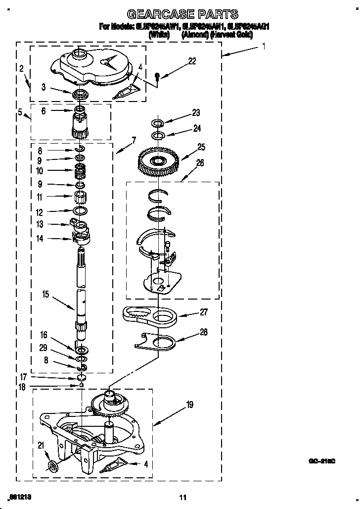 Whirlpool 8LSP8245AW1 gearcase diagram