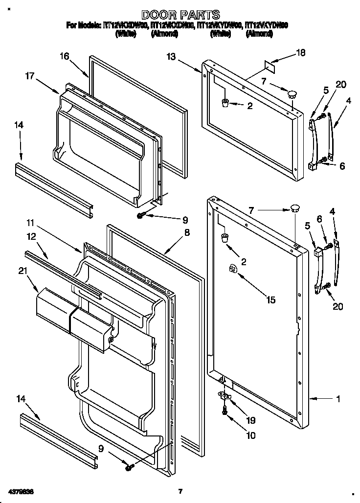 Roper RT12VKXDW00 door diagram