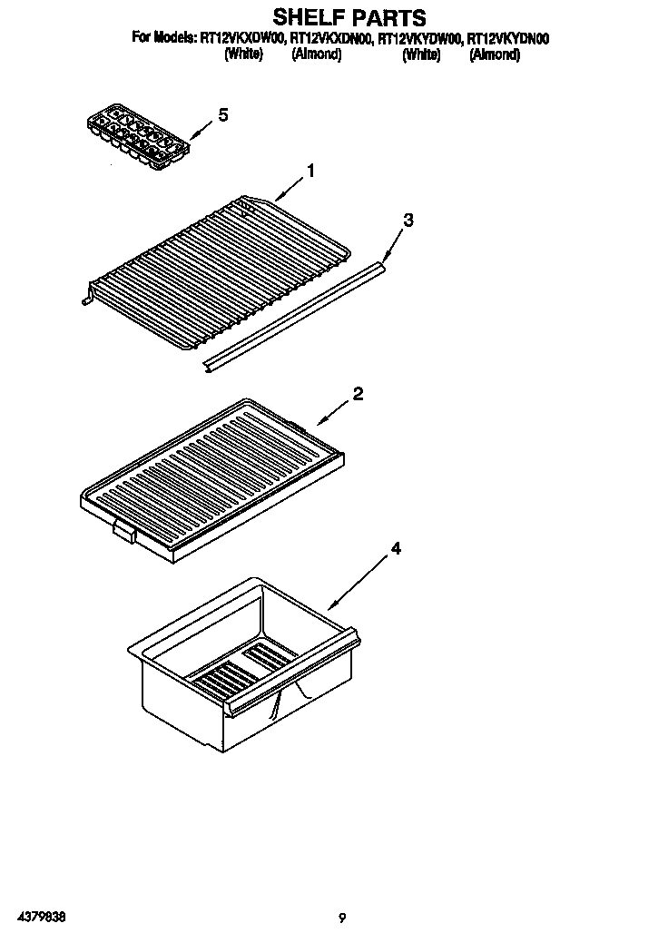 Roper RT12VKXDW00 shelf diagram