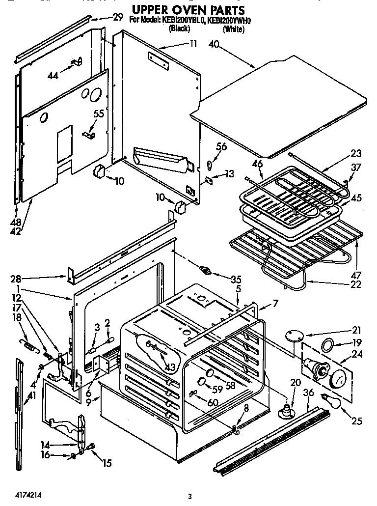 KitchenAid KEBI200YWH0 upper oven diagram