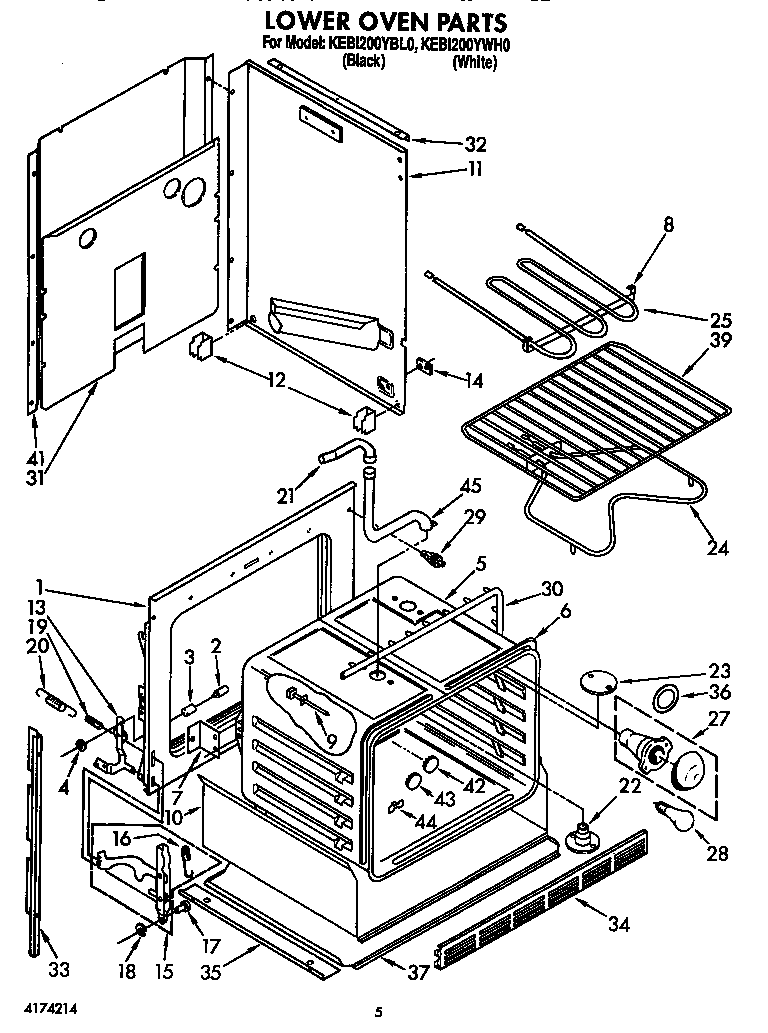 KitchenAid KEBI200YWH0 lower oven diagram