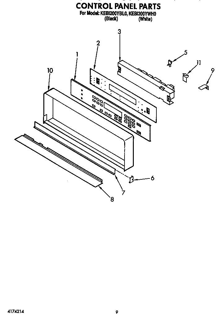 KitchenAid KEBI200YWH0 control panel diagram