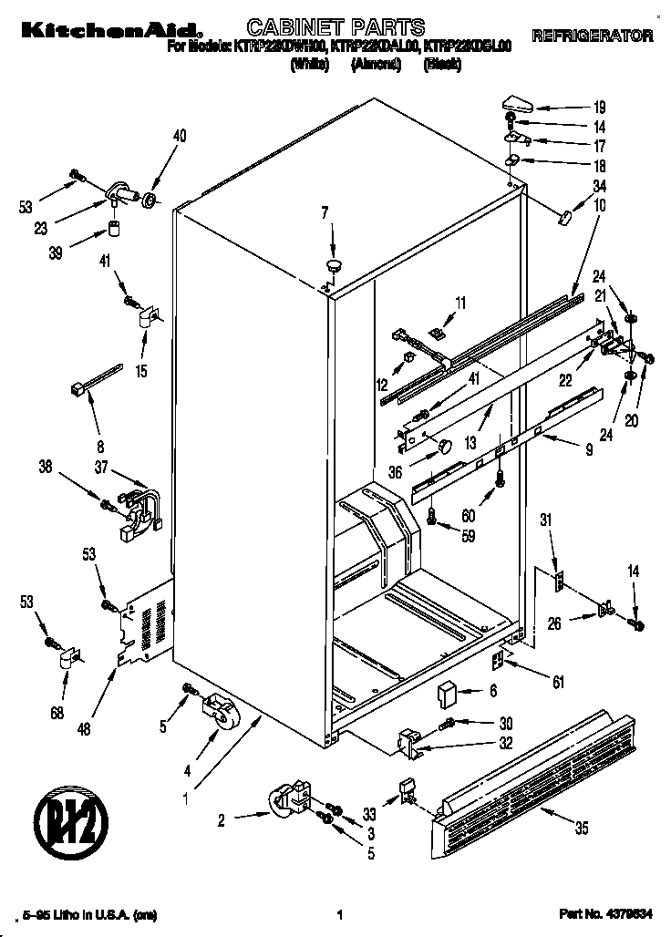 KitchenAid KTRP22KDWH00 cabinet diagram