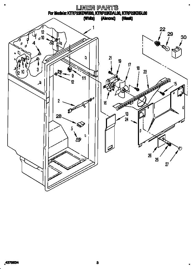 KitchenAid KTRP22KDWH00 liner diagram