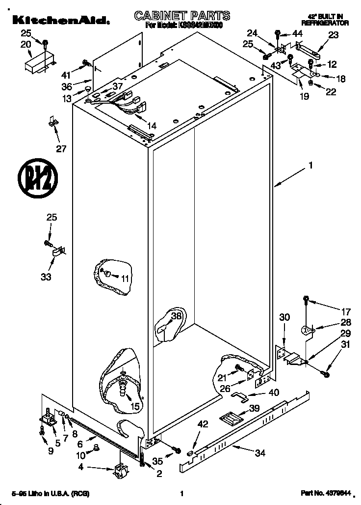 KitchenAid KSSS42MDX00 cabinet diagram