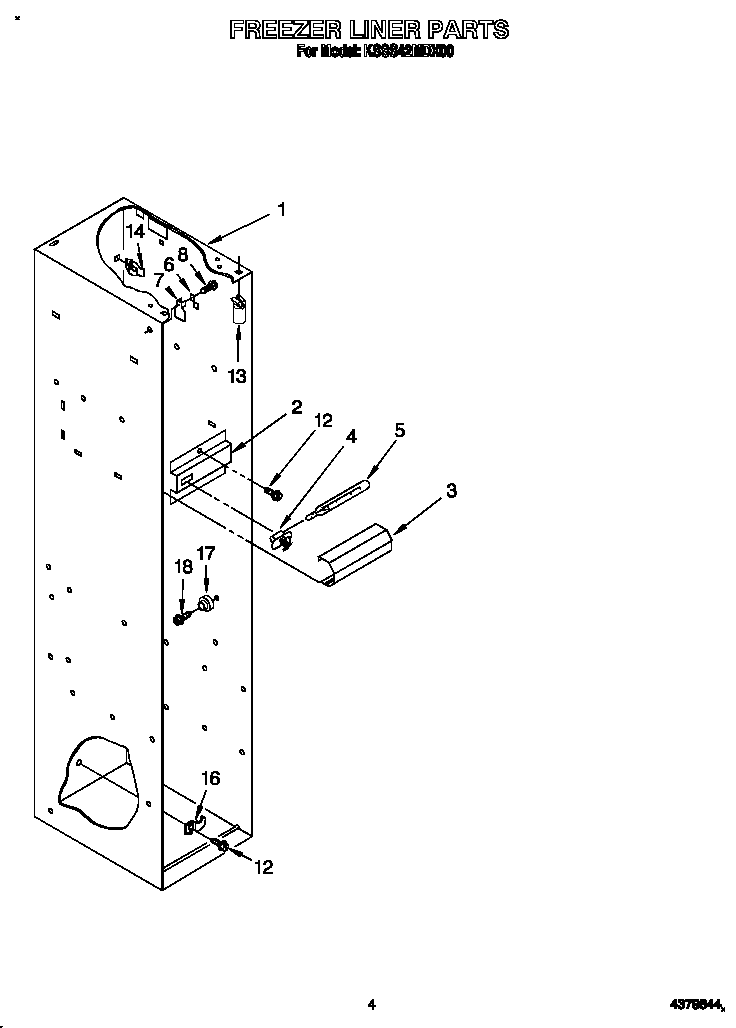 KitchenAid KSSS42MDX00 freezer liner diagram