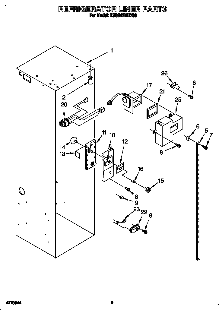KitchenAid KSSS42MDX00 refrigerator liner diagram
