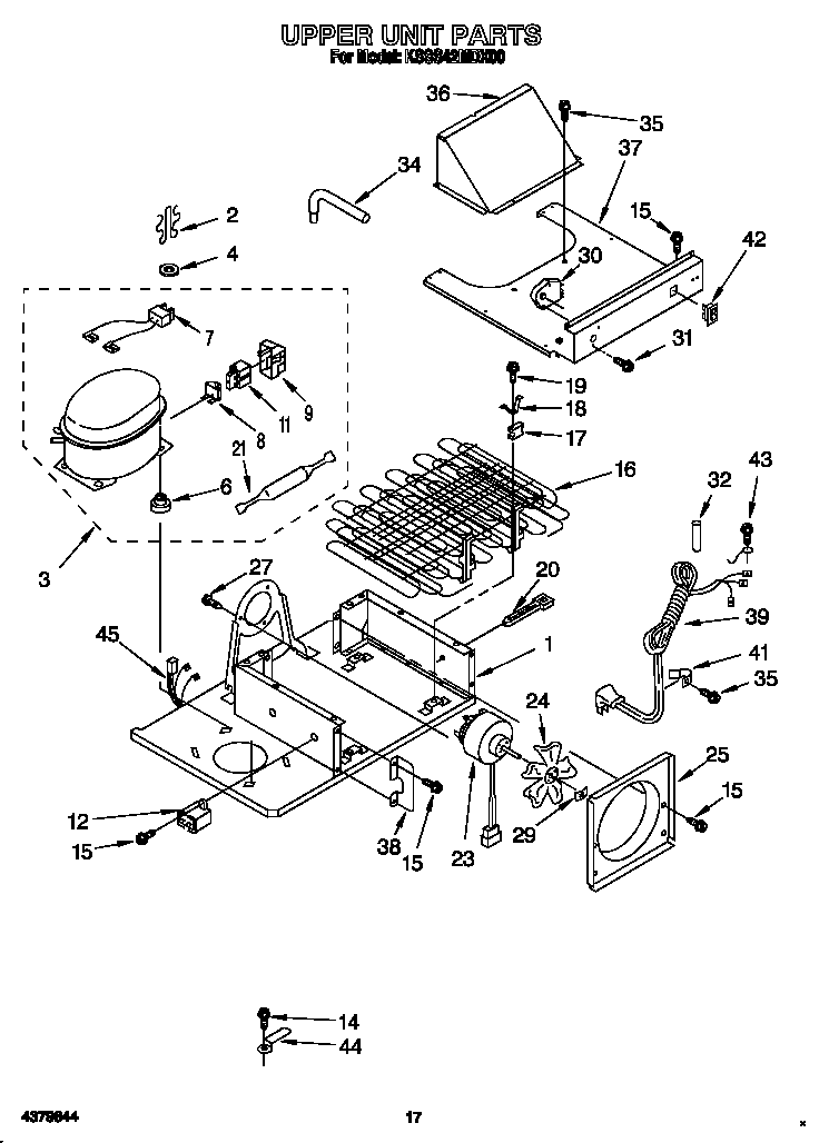KitchenAid KSSS42MDX00 upper unit diagram
