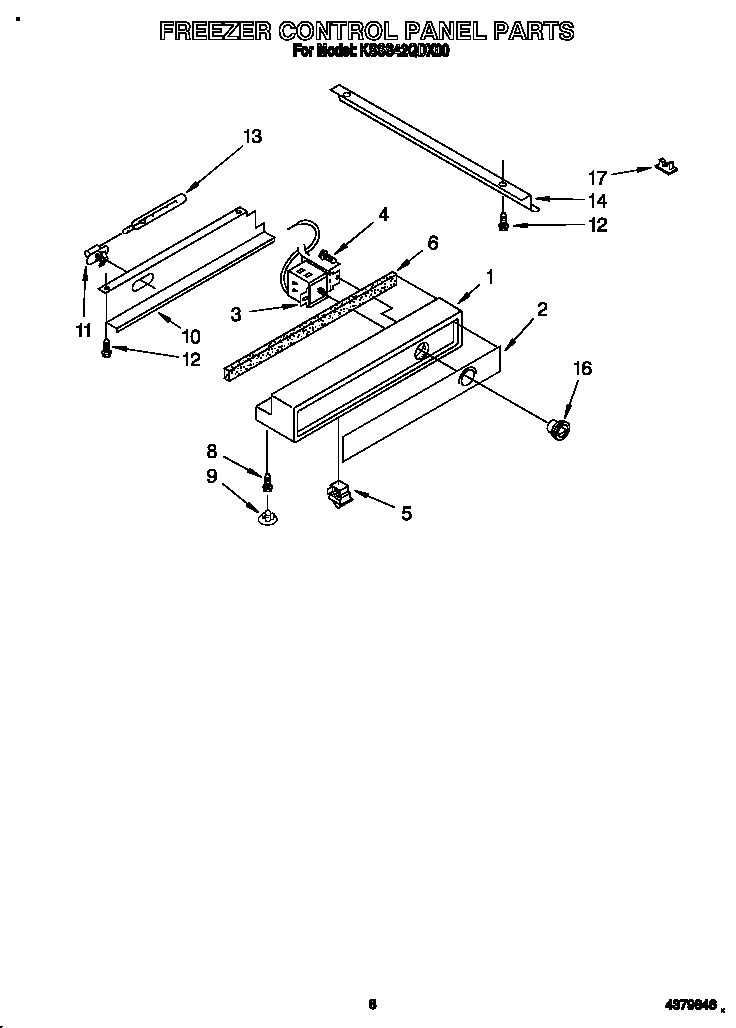 KitchenAid KSSS42QDX00 freezer control panel diagram