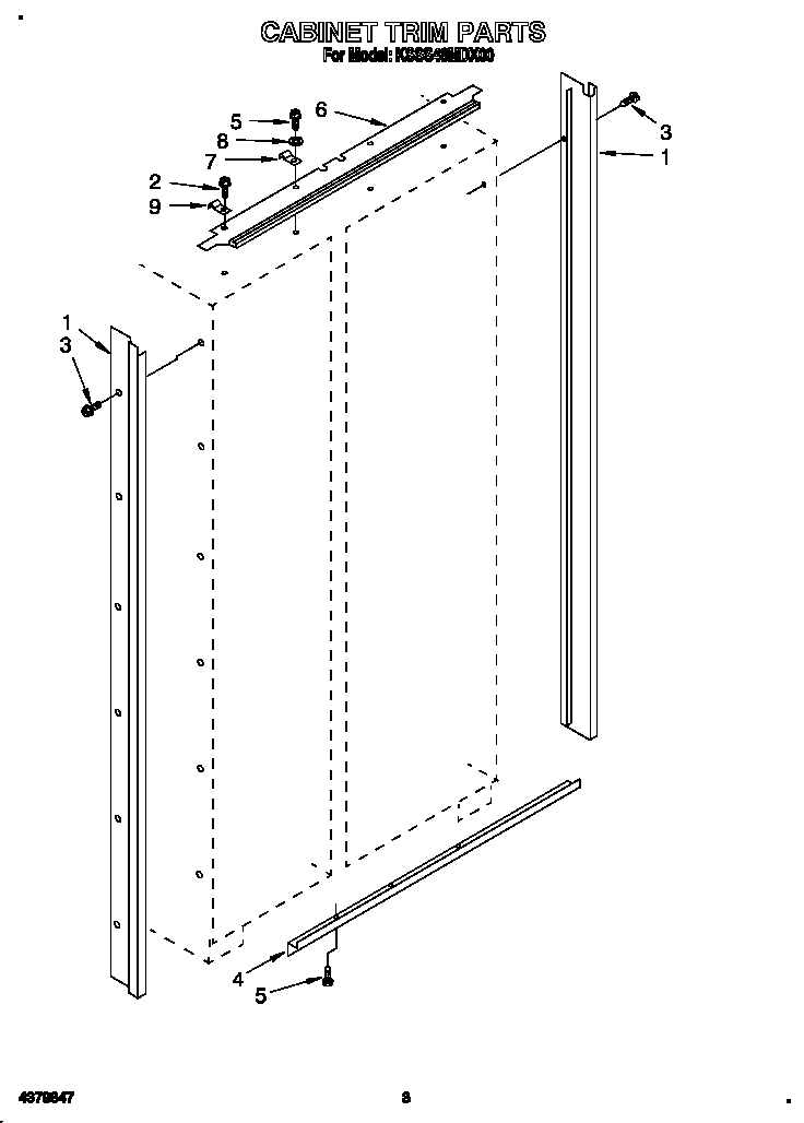 KitchenAid KSSS48MDX00 cabinet trim diagram
