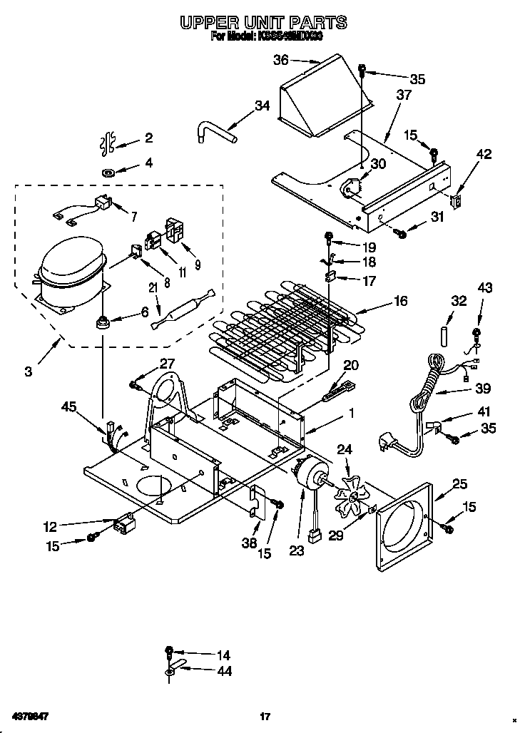 KitchenAid KSSS48MDX00 upper unit diagram