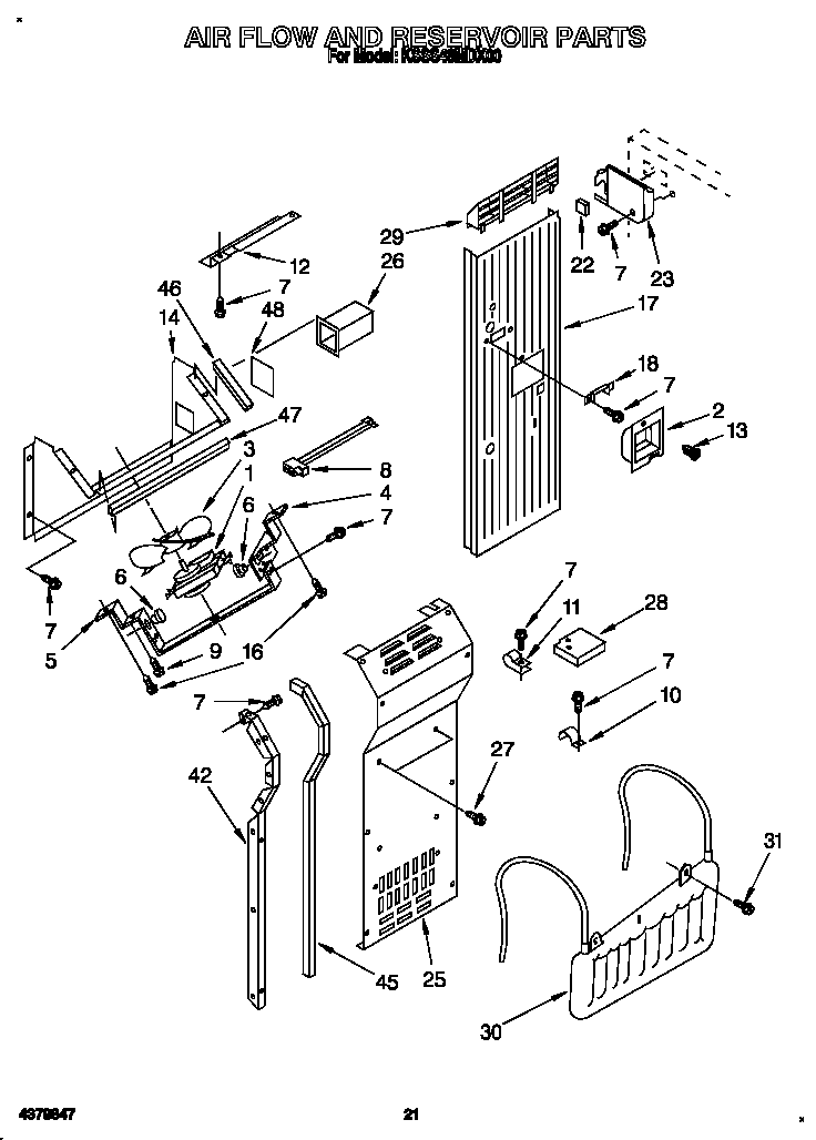 KitchenAid KSSS48MDX00 air flow and reservoir diagram