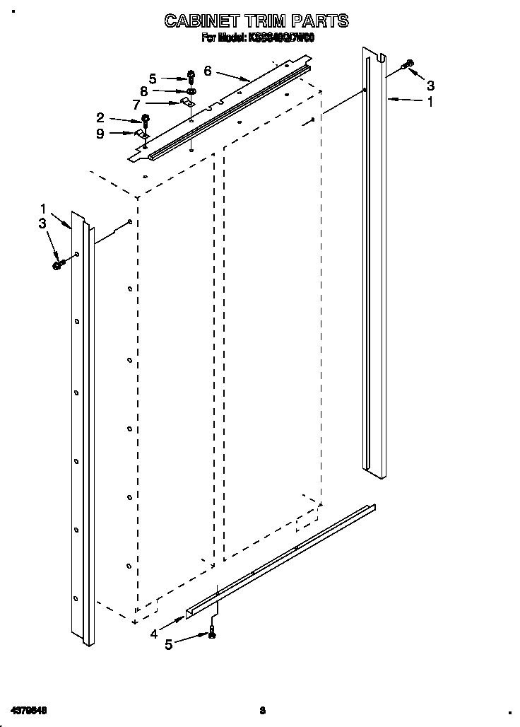 KitchenAid KSSS48QDW00 cabinet trim diagram