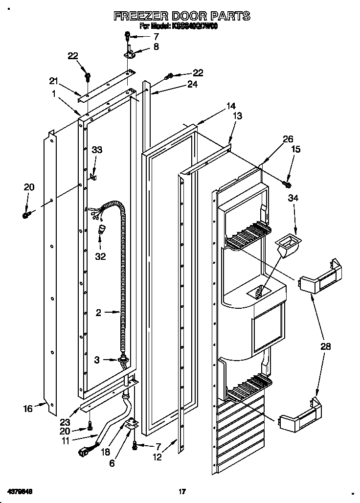 KitchenAid KSSS48QDW00 freezer door diagram