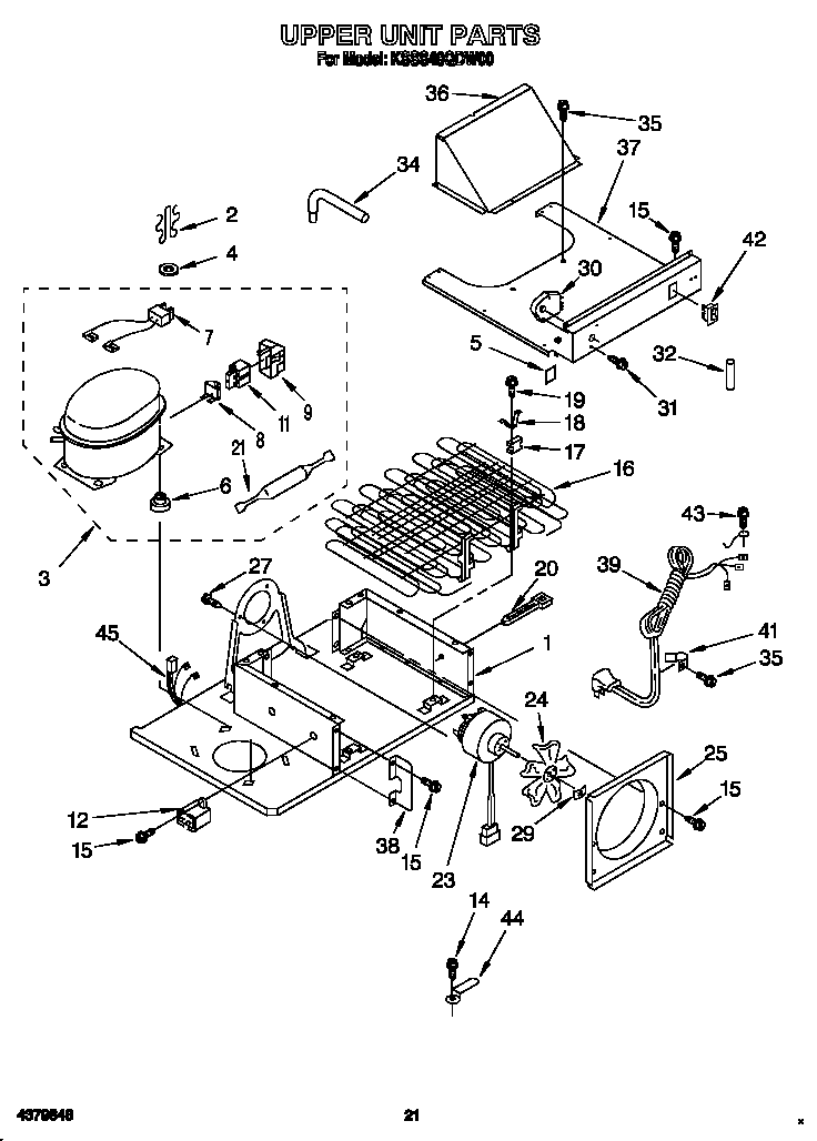 KitchenAid KSSS48QDW00 upper unit diagram