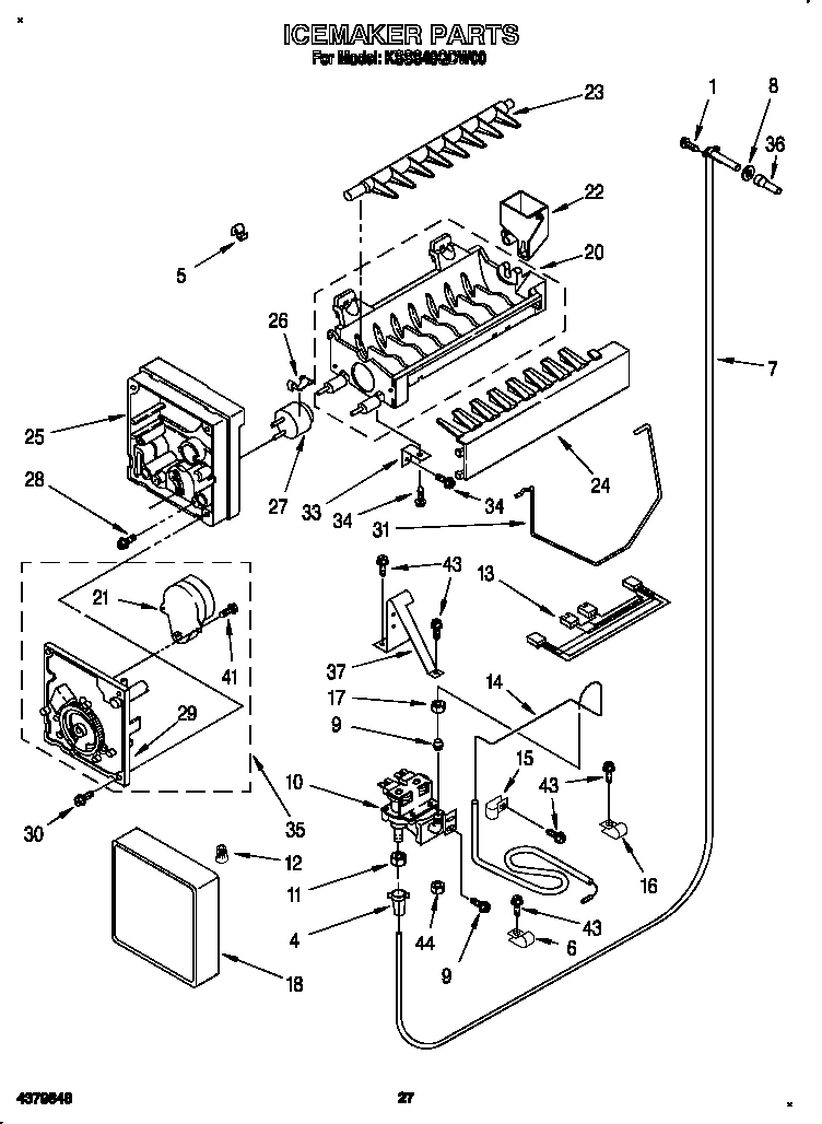 KitchenAid KSSS48QDW00 icemaker diagram