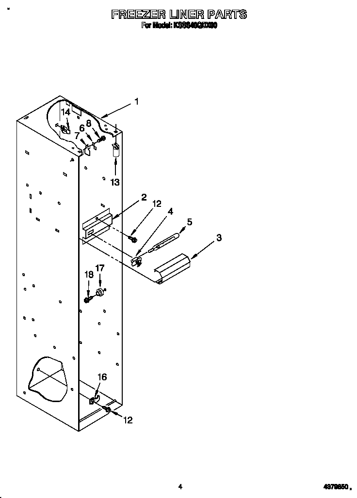 KitchenAid KSSS48QDX00 freezer liner diagram