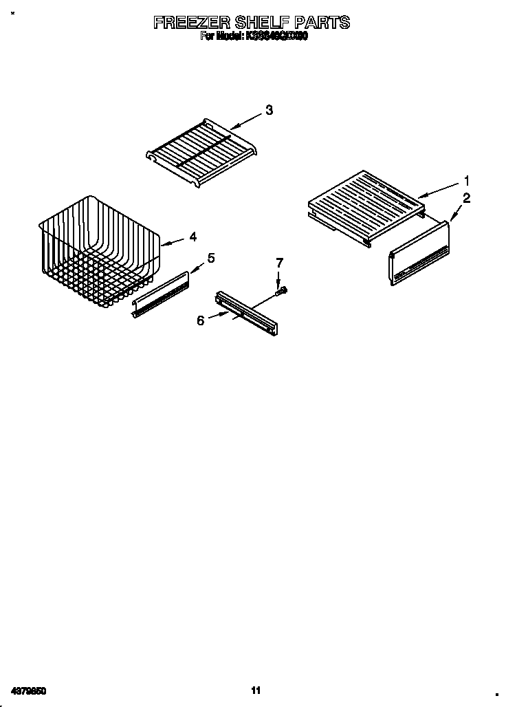 KitchenAid KSSS48QDX00 freezer shelf diagram