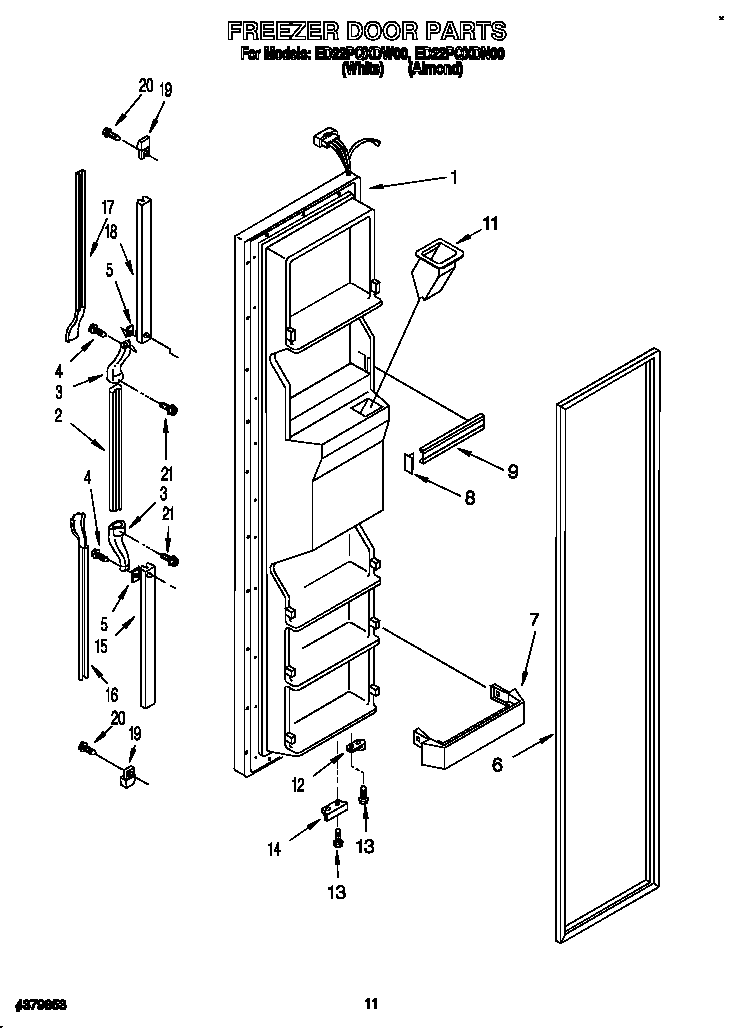 Whirlpool ED22PQXDW00 freezer door diagram