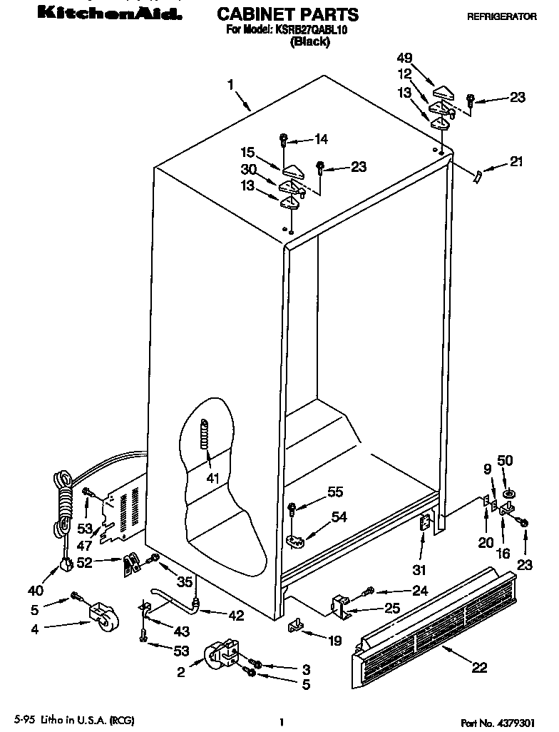 KitchenAid KSRB27QABL10 cabinet diagram