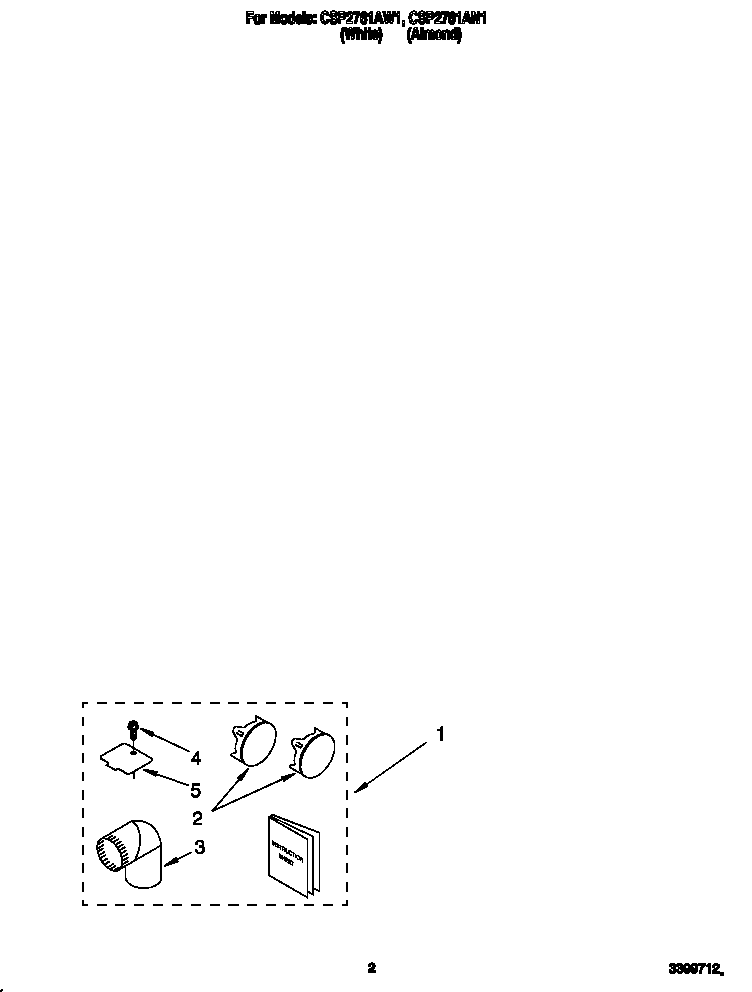 Whirlpool CSP2761AW1 dryer exhaust kit diagram