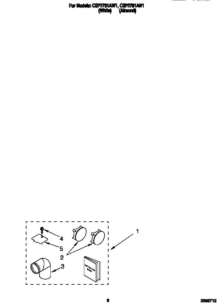 Whirlpool CSP2761AW1 dryer exhaust kit diagram